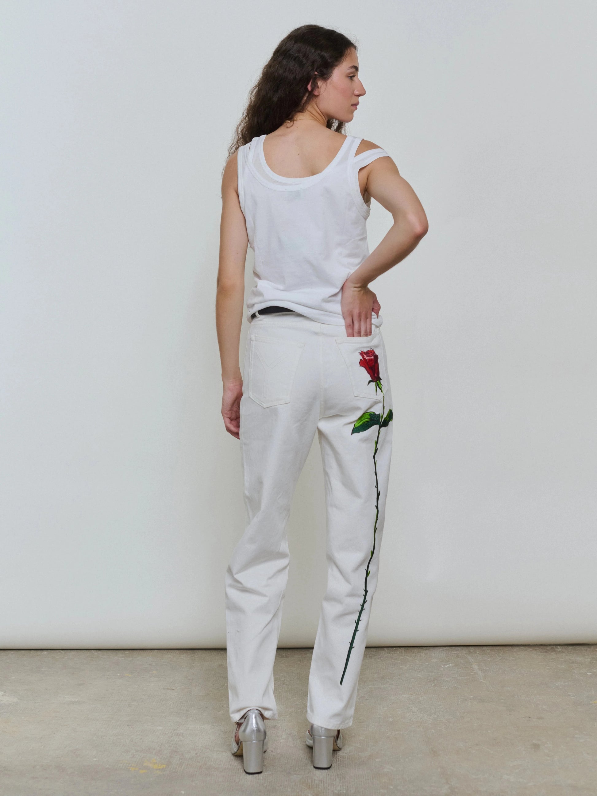 Vaqueros Blancos clasicos de la rosa Trousers Ynes Suelves 