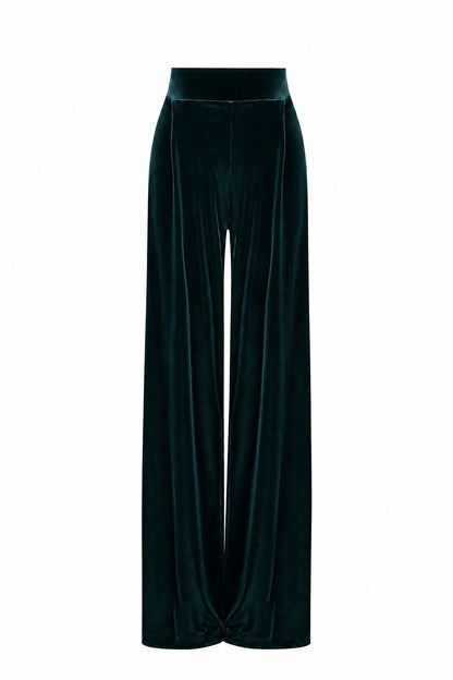 Velvet Pleated Trousers Trousers Elisa Cortés Verde 36 