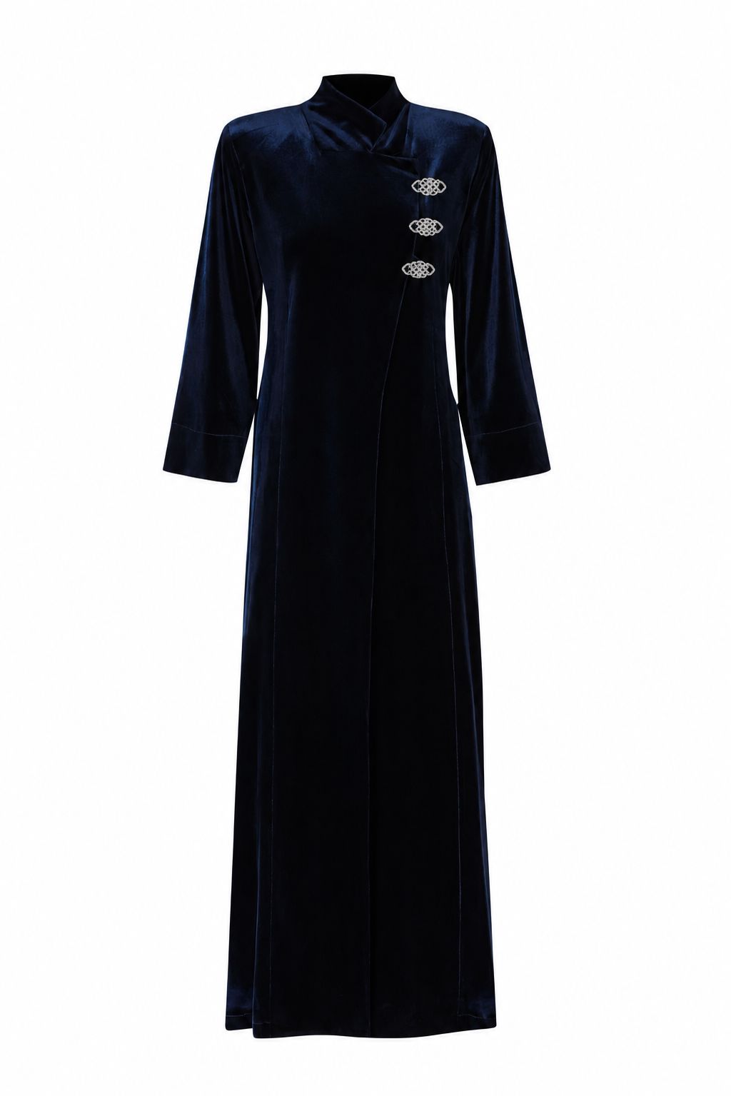 Velvet Wrap Coat with Jewel Clasps Coats Elisa Cortés Azul marino 36 