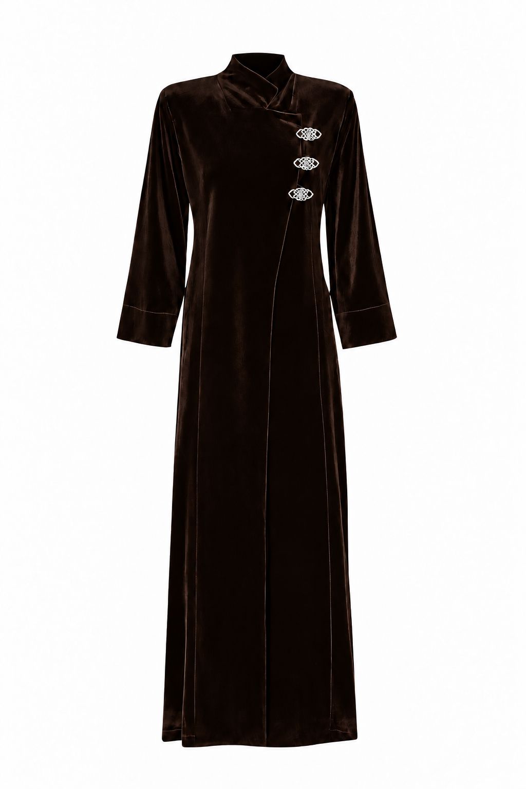Velvet Wrap Coat with Jewel Clasps Coats Elisa Cortés Marrón 36 