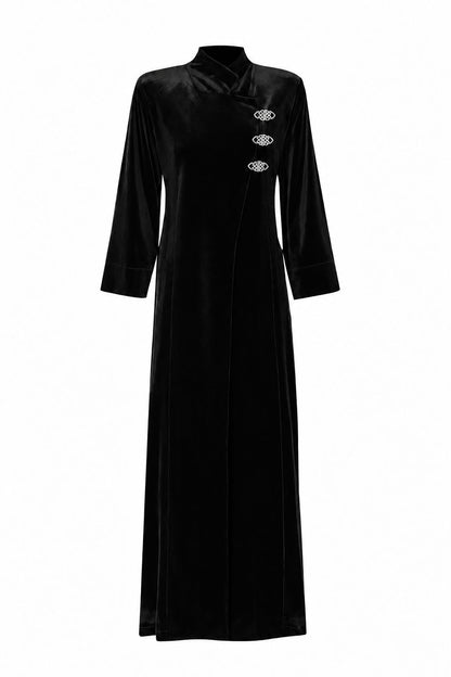 Velvet Wrap Coat with Jewel Clasps Coats Elisa Cortés Negro 36 