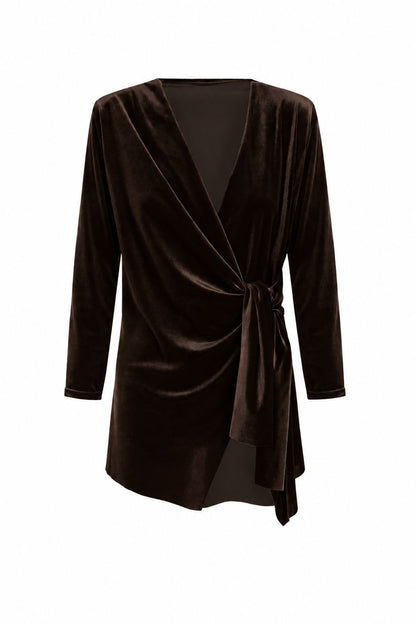 Velvet Wrap Top Blouses Elisa Cortés MARRÓN 36 