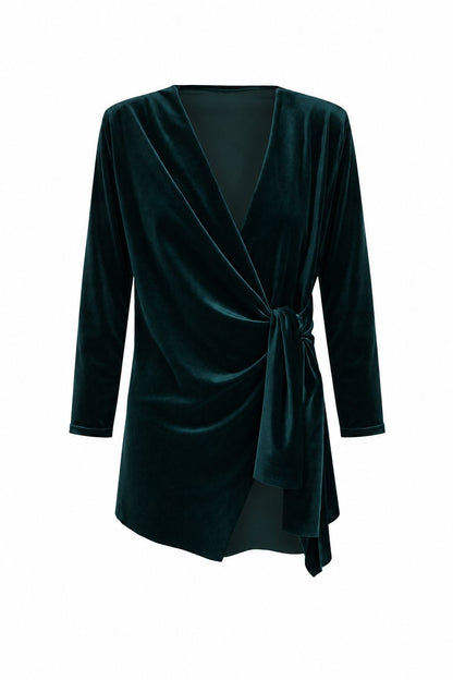 Velvet Wrap Top Blouses Elisa Cortés Verde 36 