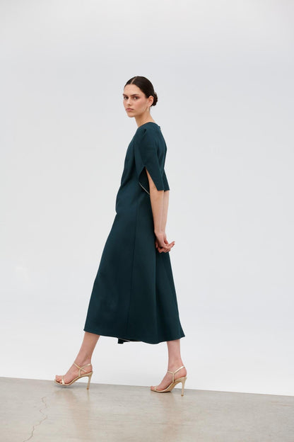 Vestido al bies turquesa de seda y lino Dresses Devota & Lomba 