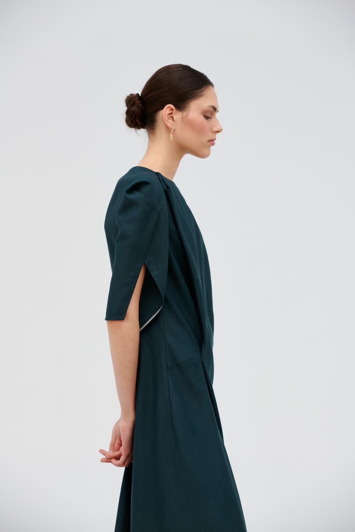 Vestido al bies turquesa de seda y lino Dresses Devota & Lomba 