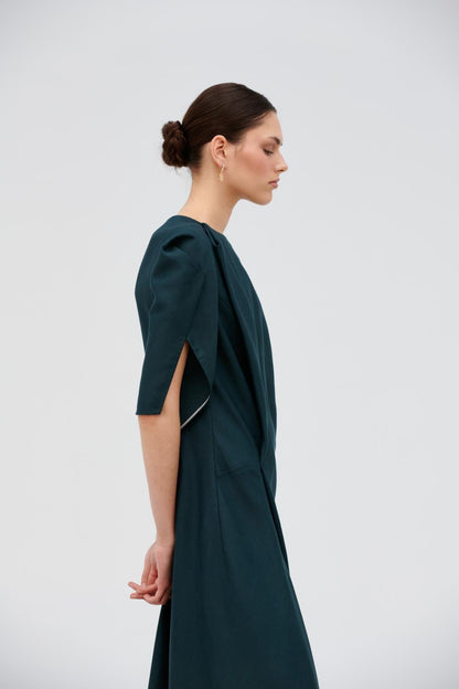 Vestido al bies turquesa de seda y lino Dresses Devota & Lomba 