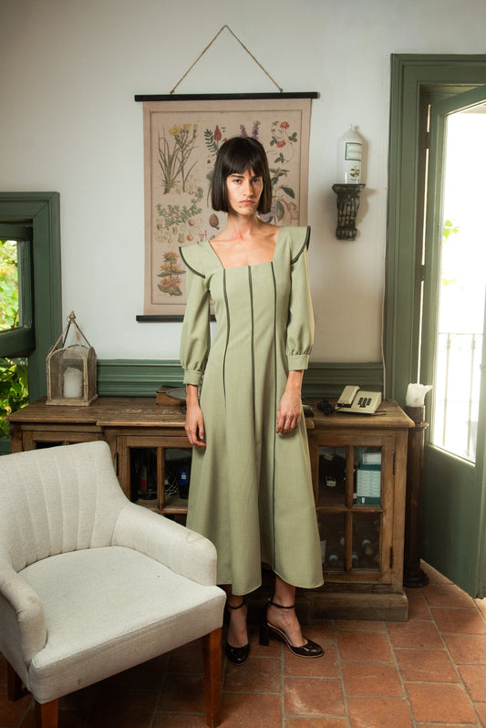 Vestido Alberg Verde Manga Larga Dresses IPA BRAND 