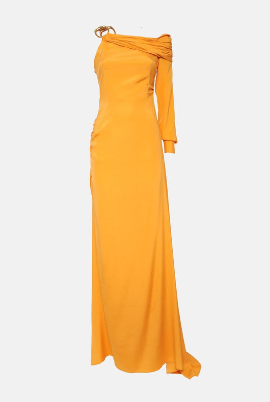 Vestido asimetrico de seda naranja Dresses Malne 