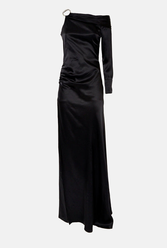 Vestido asimétrico de seda negro Dresses Malne 