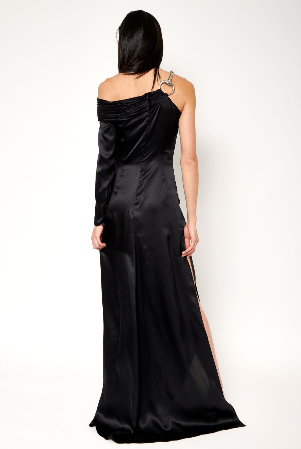Vestido asimétrico de seda negro Dresses Malne 