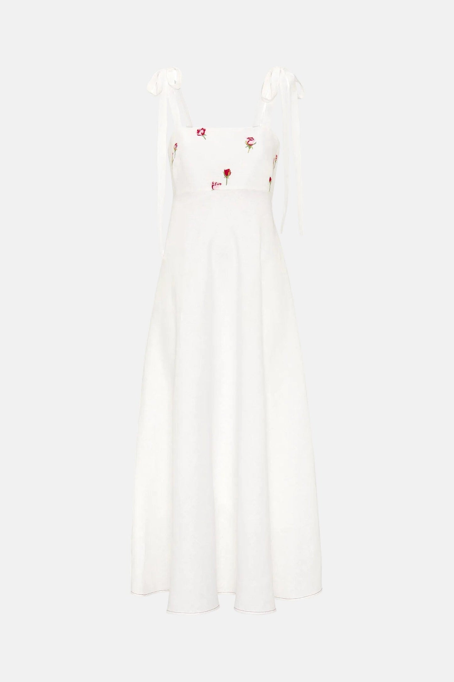 Vestido blanco bordado floral de lino Dresses Mirto 