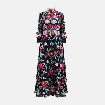 Vestido Bordado Flores Pixelado Dresses Leyre Doueil 