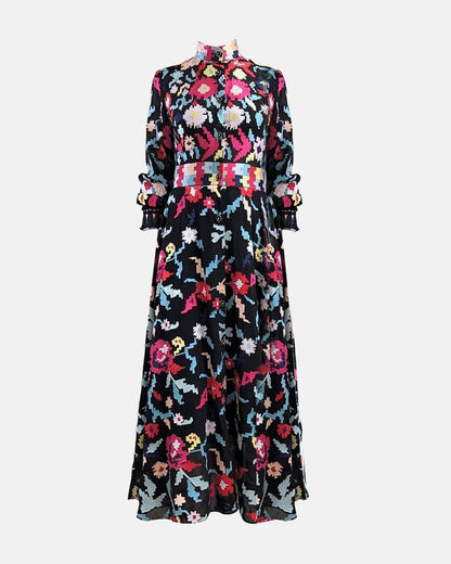 Vestido Bordado Flores Pixelado Dresses Leyre Doueil 