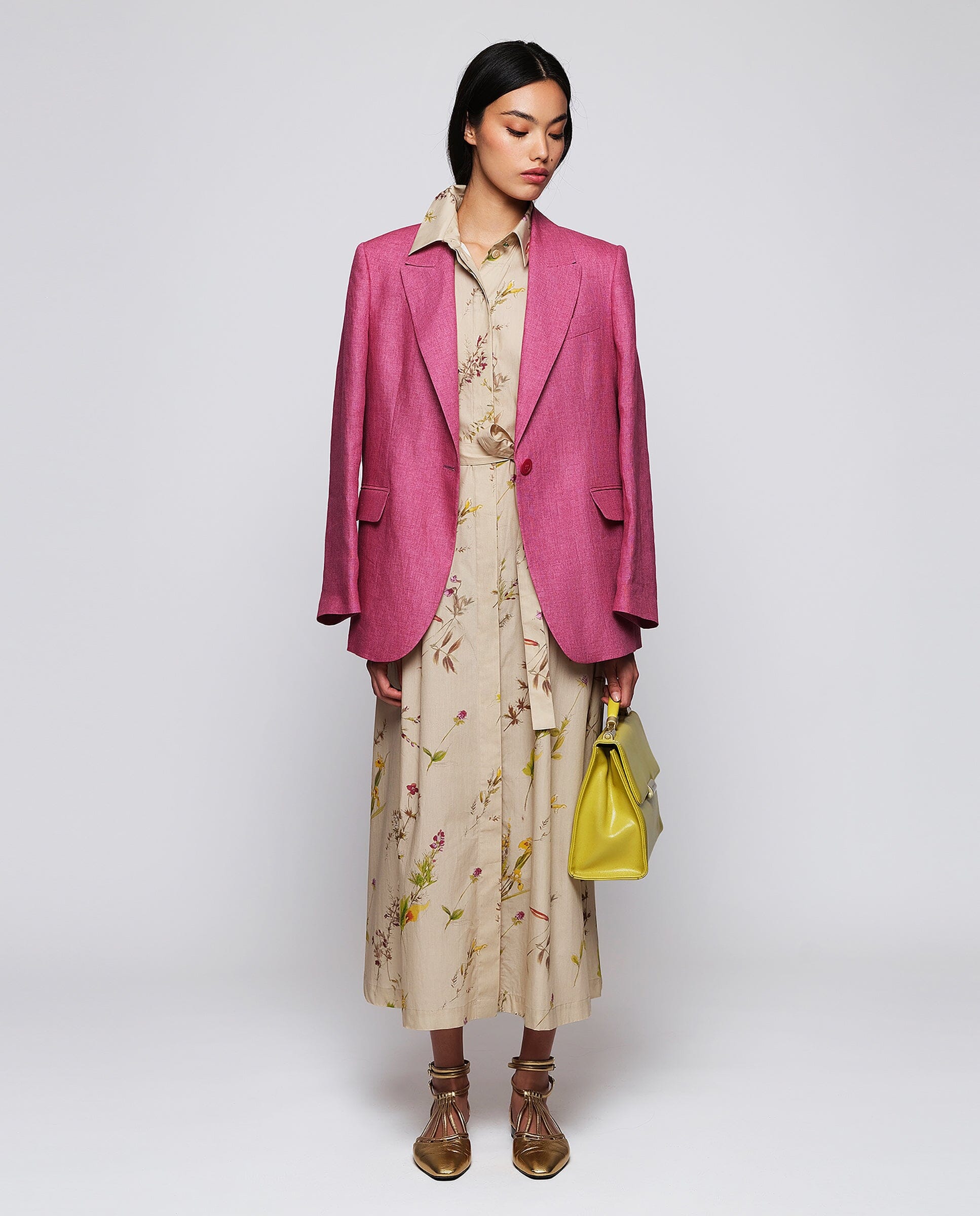 Vestido camisero beige estampado florall Dresses Mirto 