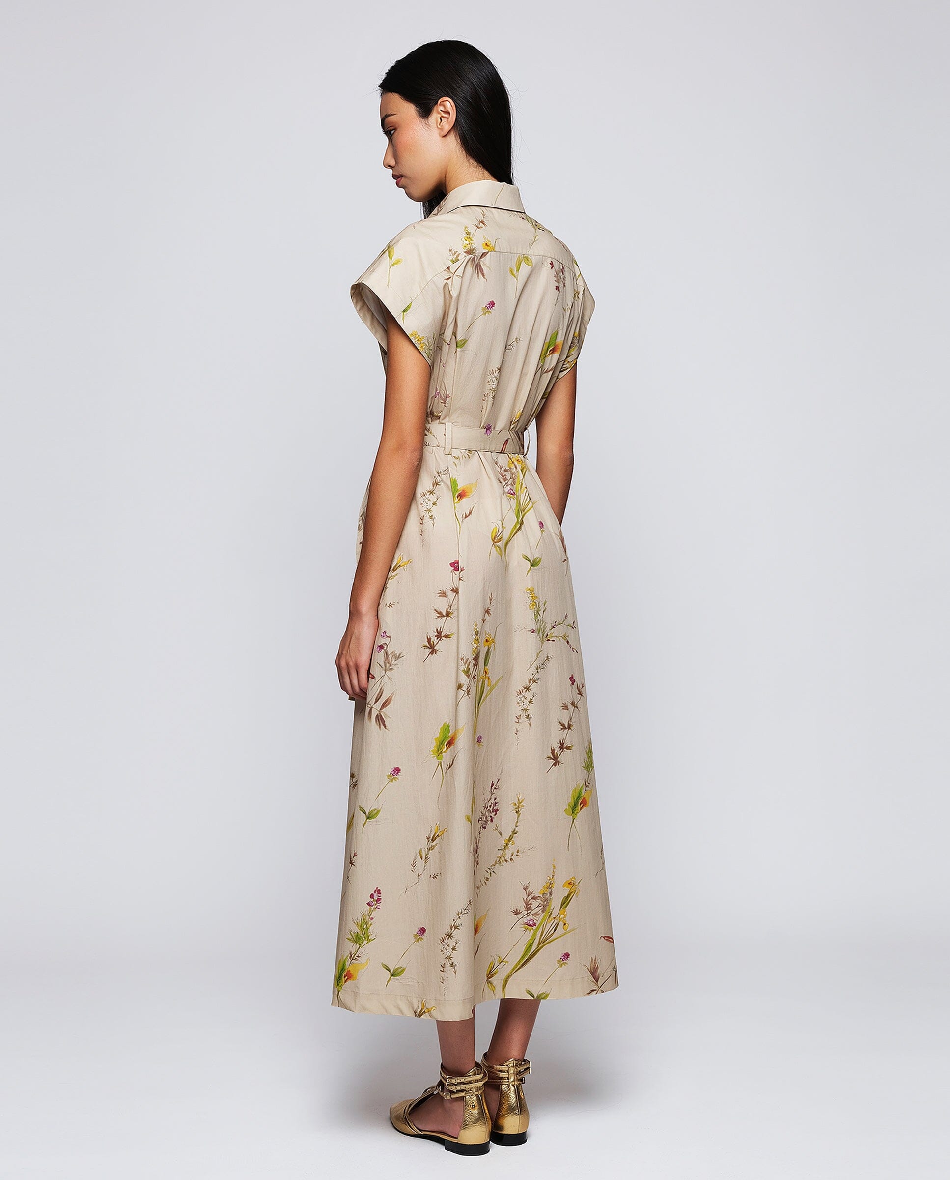 Vestido camisero beige estampado florall Dresses Mirto 