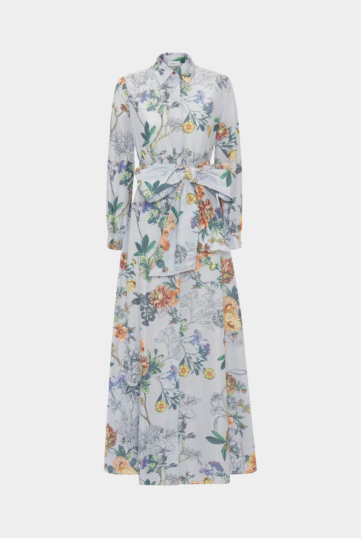 Vestido camisero largo azul estampado floral Dresses Mirto 