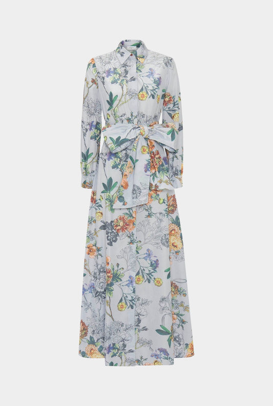 Vestido camisero largo azul estampado floral Dresses Mirto 