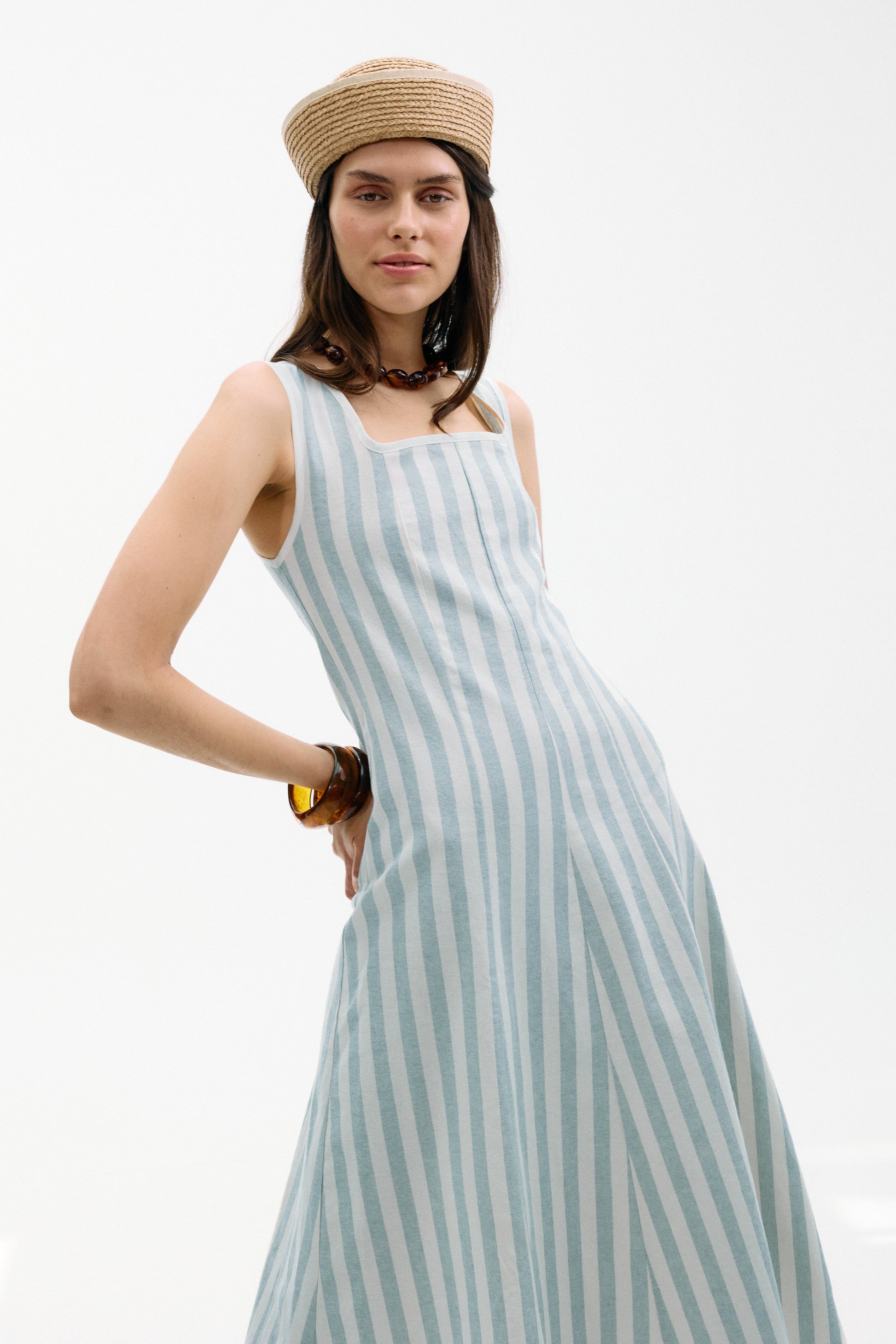 Vestido Costiera Multirrayas Azul Dresses IPA BRAND 