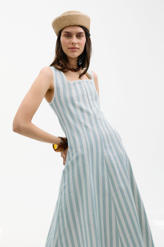 Vestido Costiera Multirrayas Azul Dresses IPA BRAND 