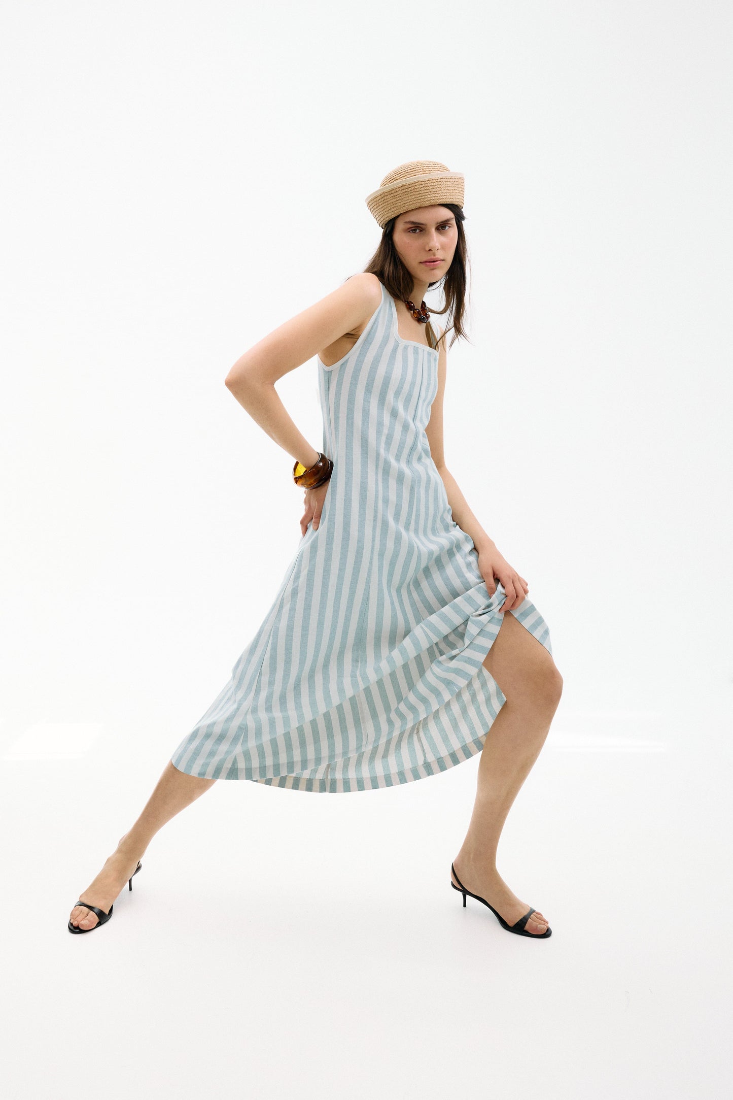 Vestido Costiera Multirrayas Azul Dresses IPA BRAND 