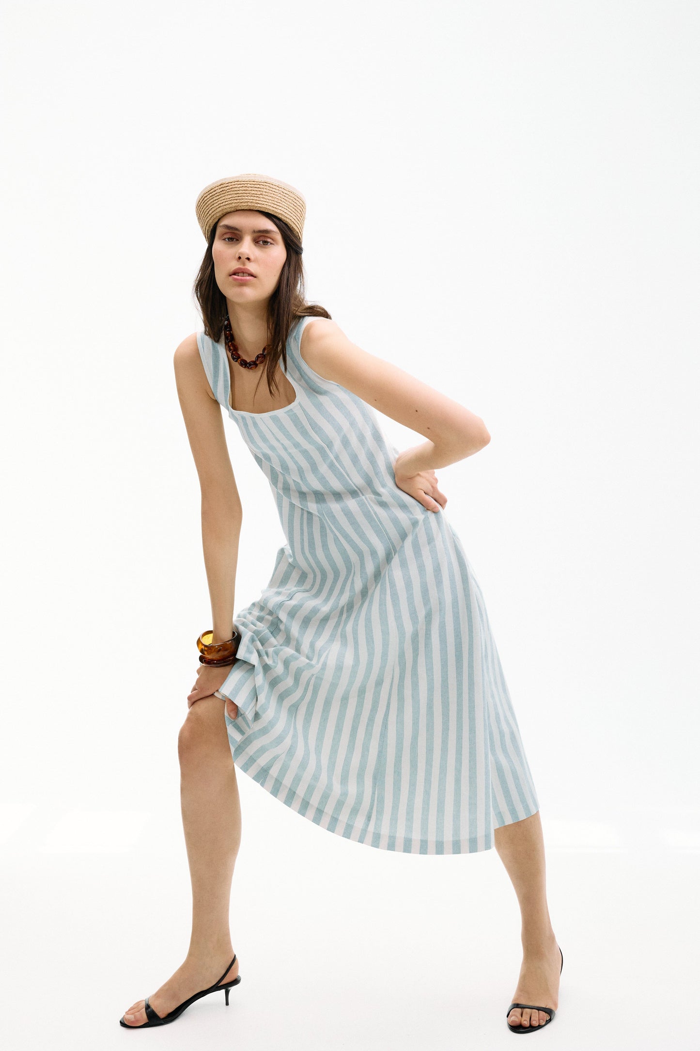 Vestido Costiera Multirrayas Azul Dresses IPA BRAND 