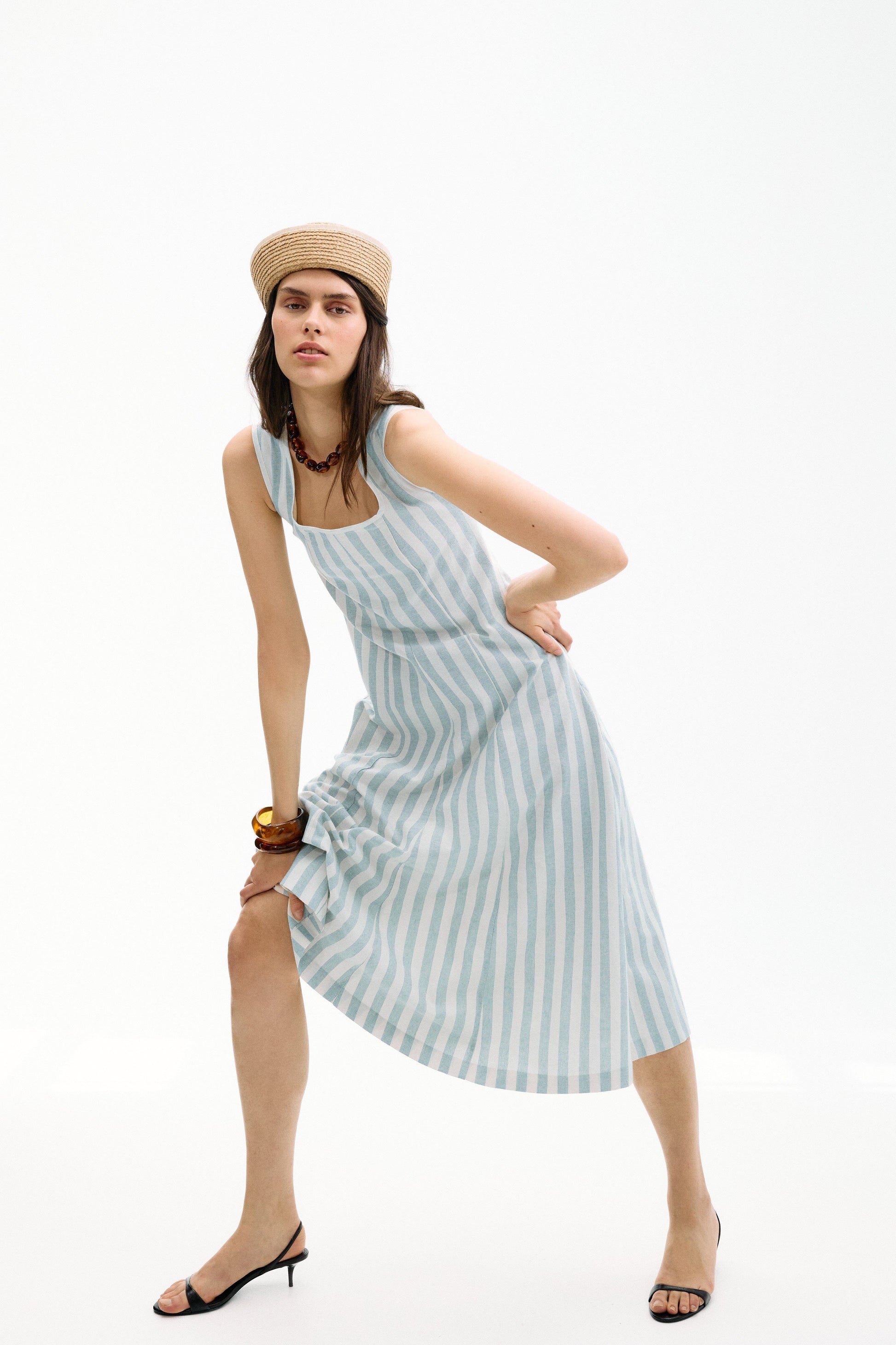 Vestido Costiera Multirrayas Azul Dresses IPA BRAND 