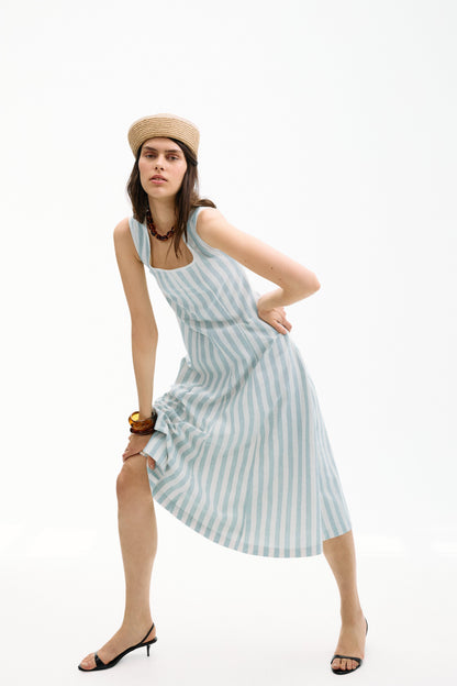 Vestido Costiera Multirrayas Azul Dresses IPA BRAND 