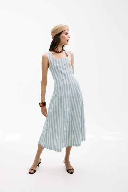 Vestido Costiera Multirrayas Azul Dresses IPA BRAND 