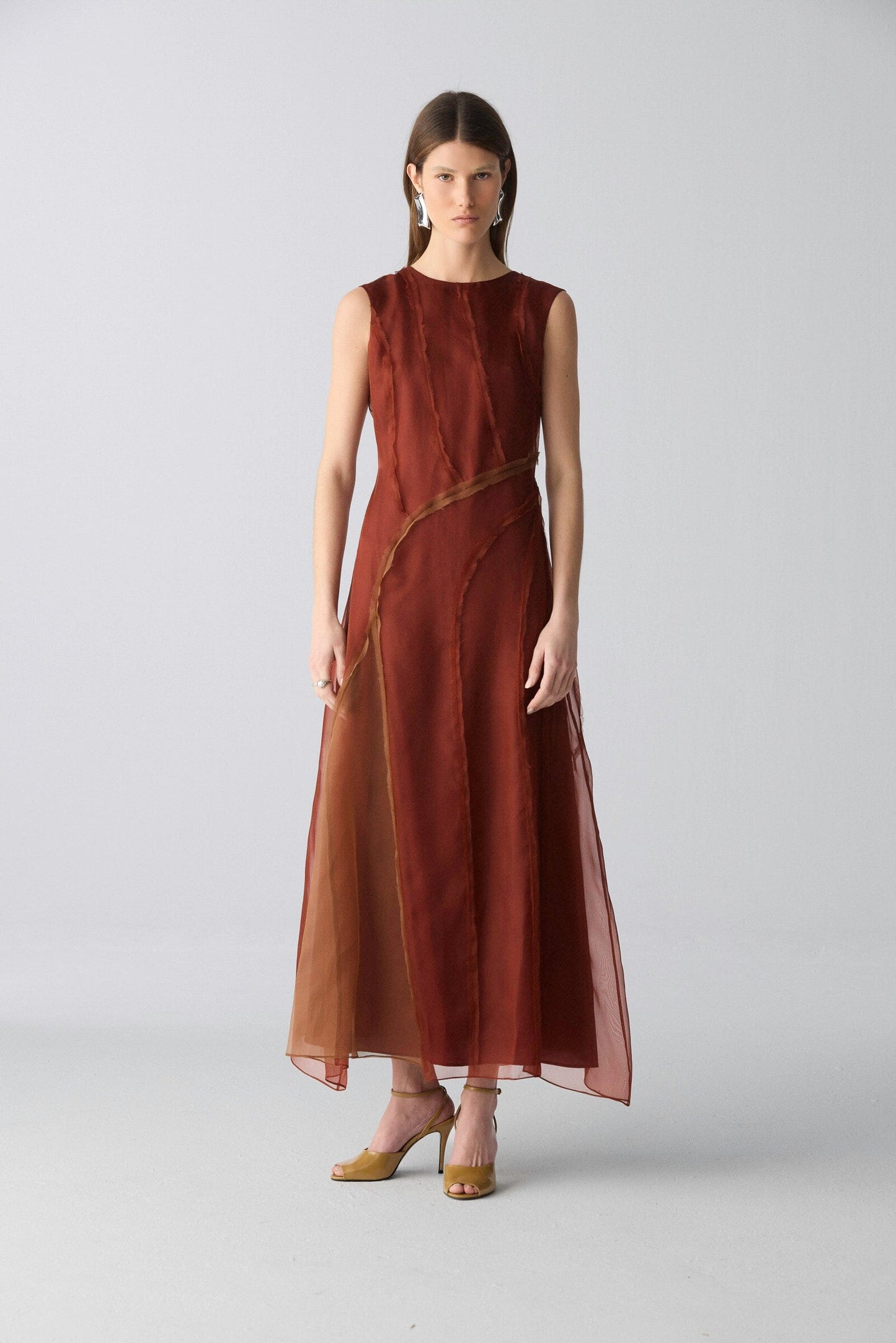 Vestido drapeado orgánico granate Dresses Miguel Marinero 