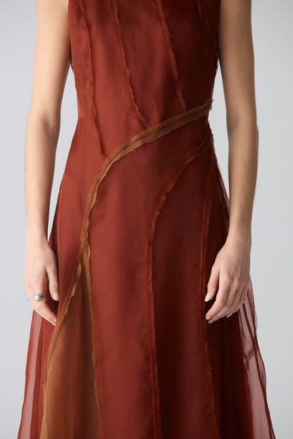 Vestido drapeado orgánico granate Dresses Miguel Marinero 