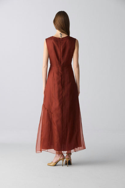 Vestido drapeado orgánico granate Dresses Miguel Marinero 