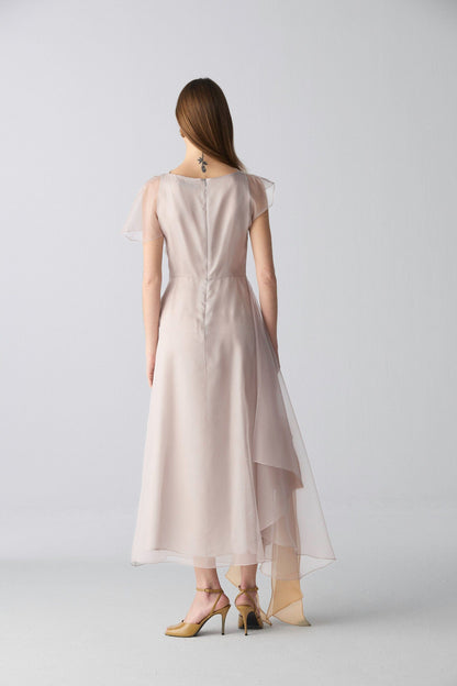 Vestido drapeado organza gris perlado Dresses Miguel Marinero 