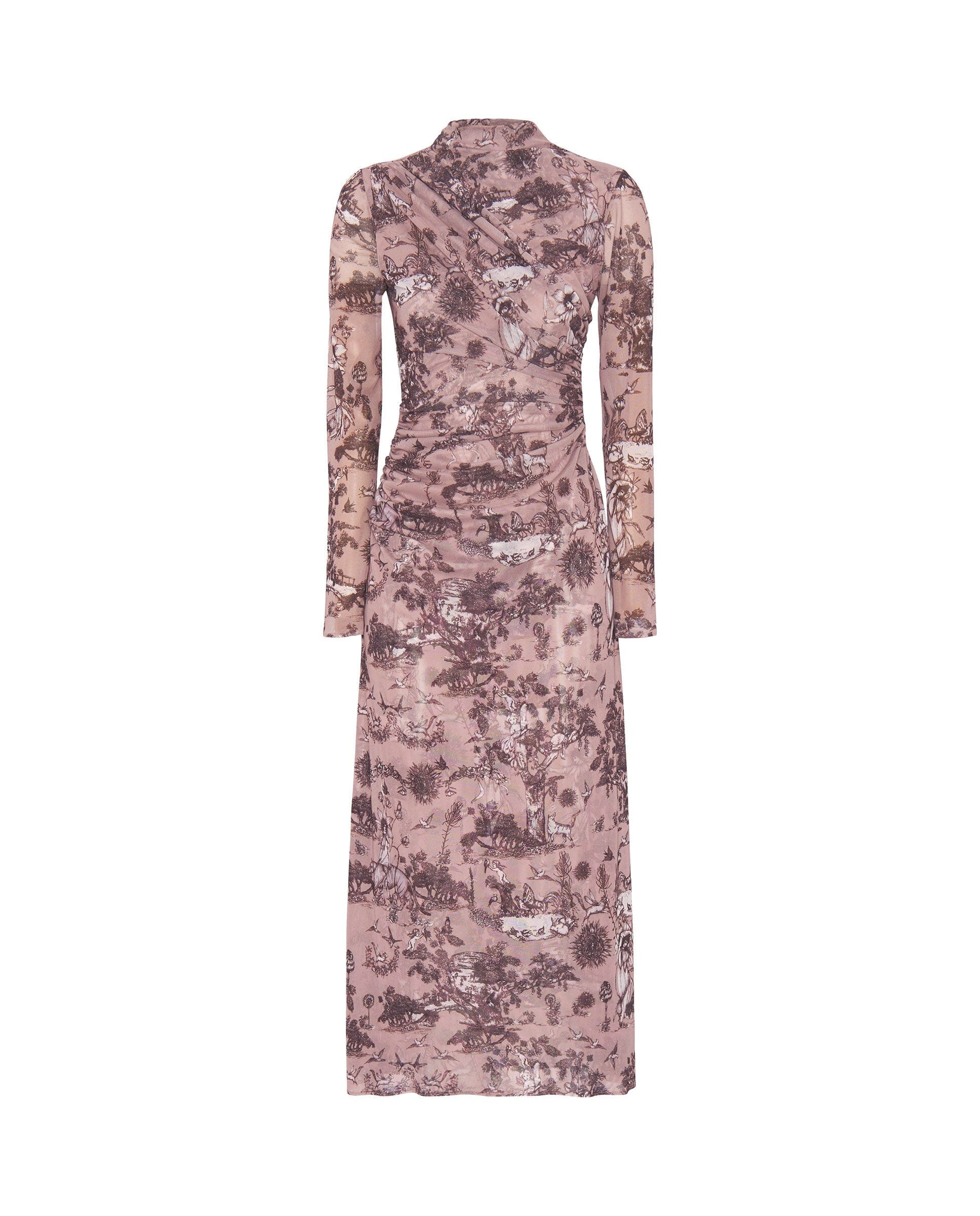 Vestido drapeado rosa estampado toile de jouy Dresses Mirto 