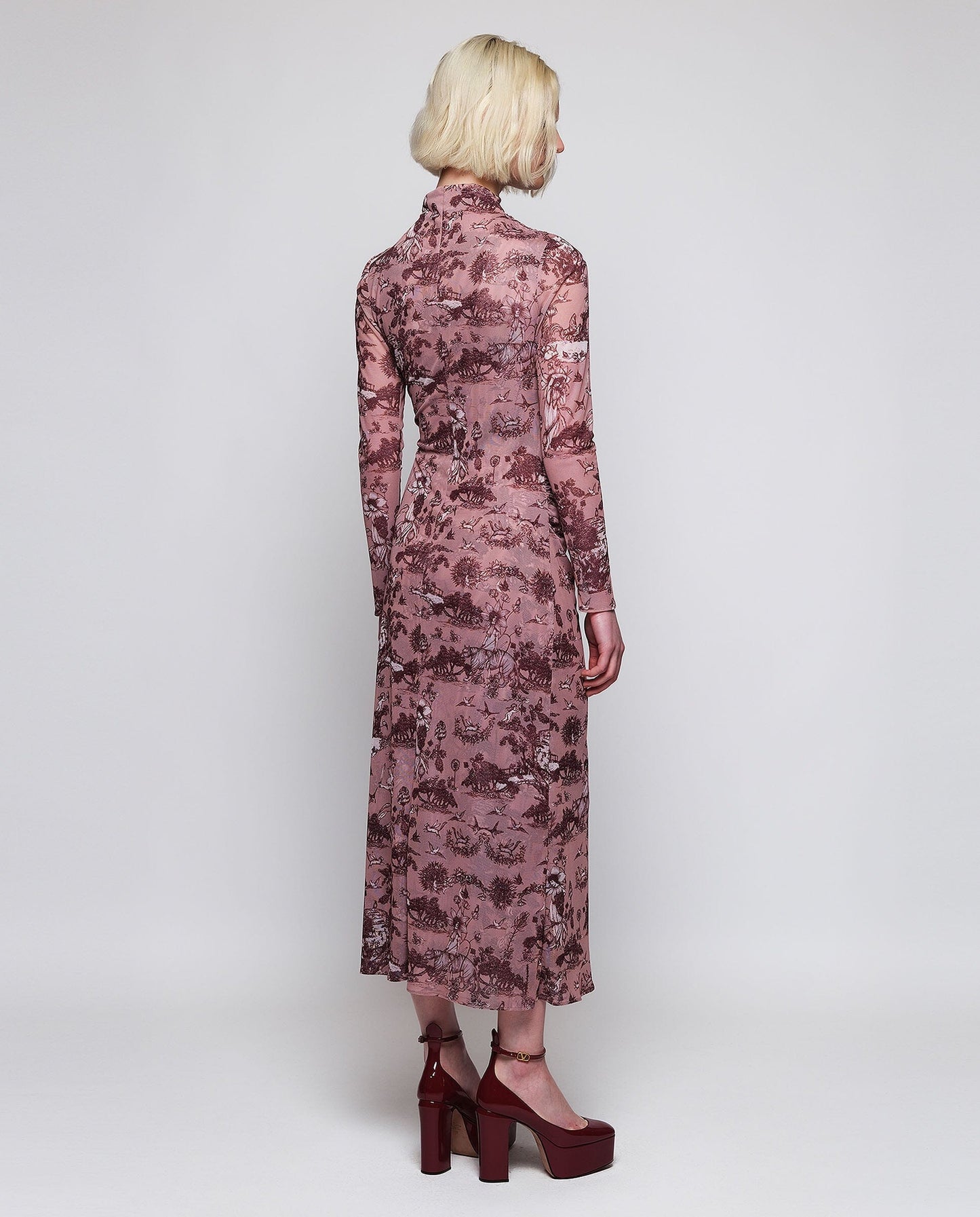 Vestido drapeado rosa estampado toile de jouy Dresses Mirto 