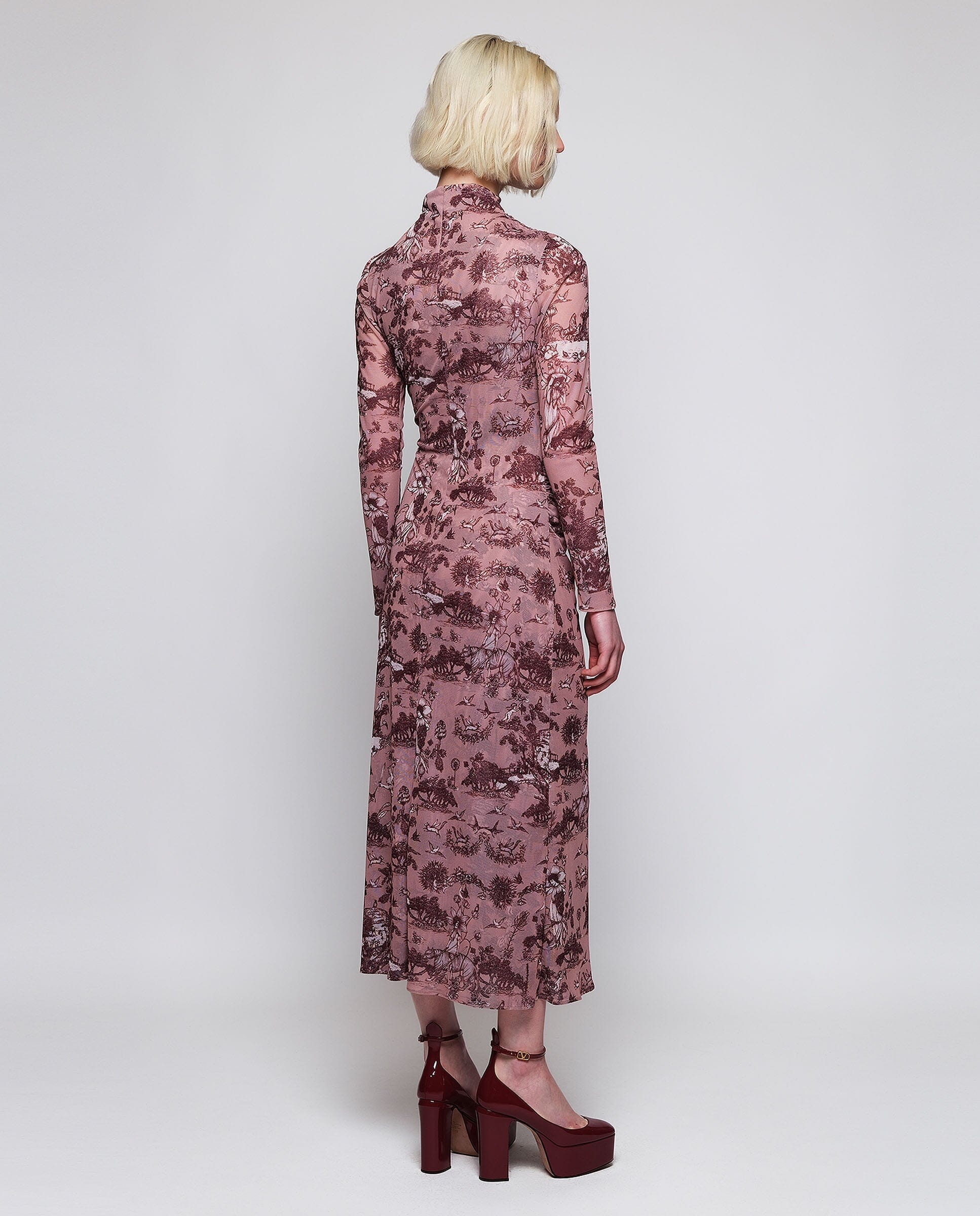 Vestido drapeado rosa estampado toile de jouy Dresses Mirto 