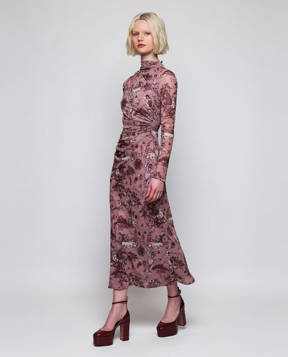 Vestido drapeado rosa estampado toile de jouy Dresses Mirto 