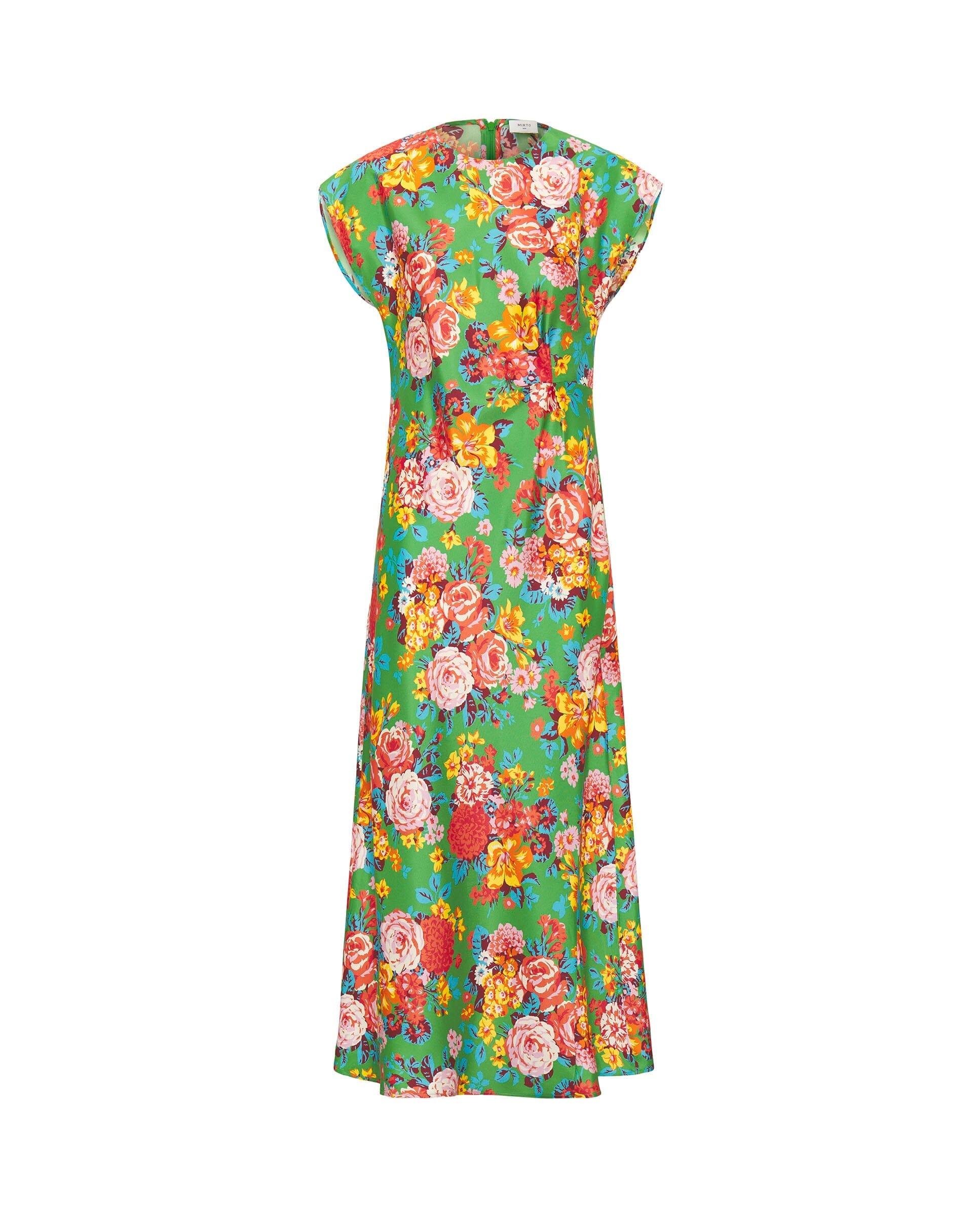 Vestido drapeado verde estampado floral seda MUJER / VESTIDOS Mirto 