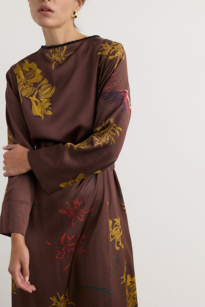 Vestido Frida Flora Marrón - Preorder Dresses Galcon Studio 