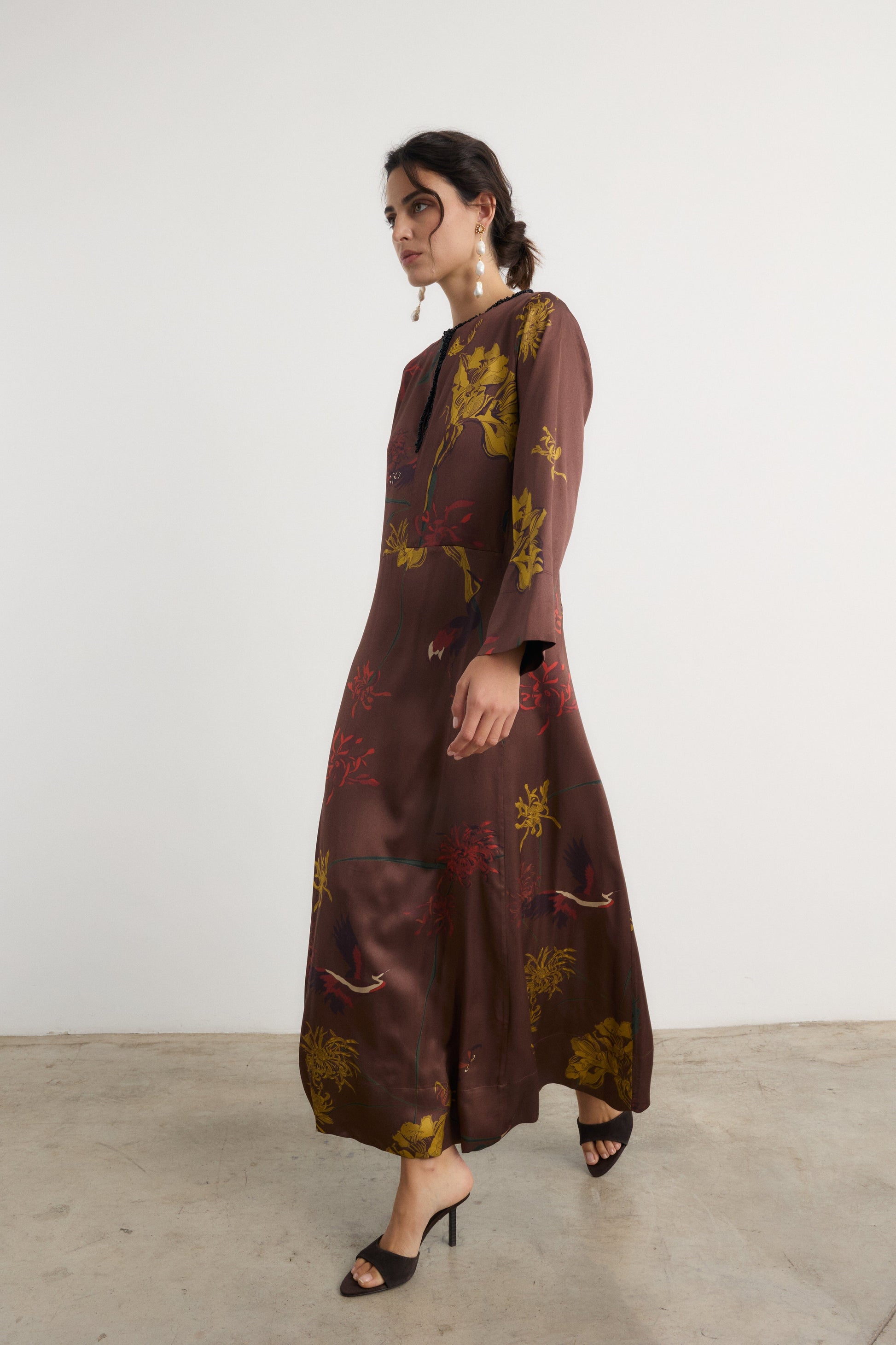 Vestido Frida Flora Marrón - Preorder Dresses Galcon Studio 