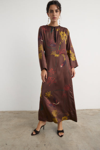 Vestido Frida Flora Marrón - Preorder Dresses Galcon Studio 