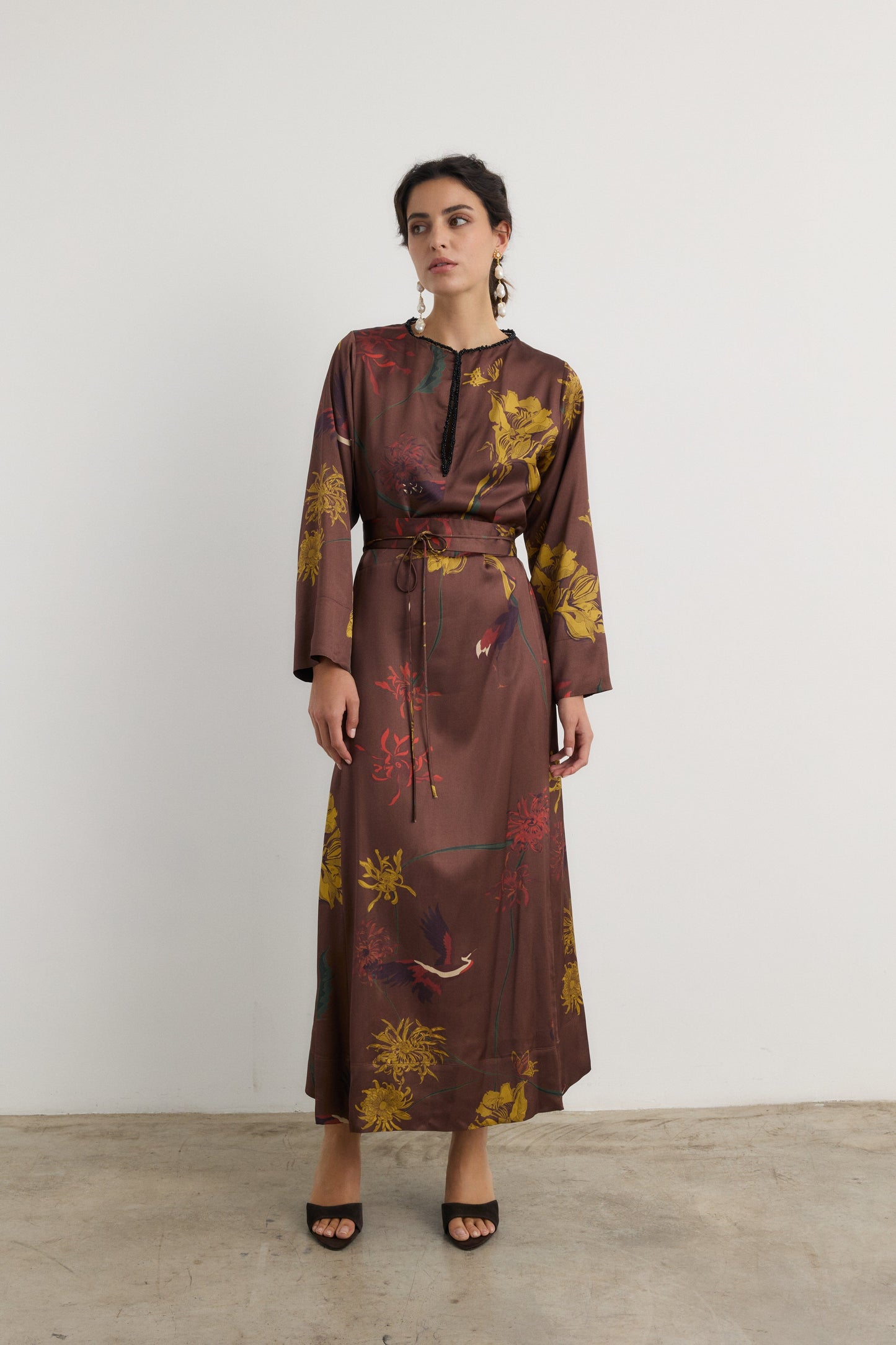 Vestido Frida Flora Marrón - Preorder Dresses Galcon Studio 