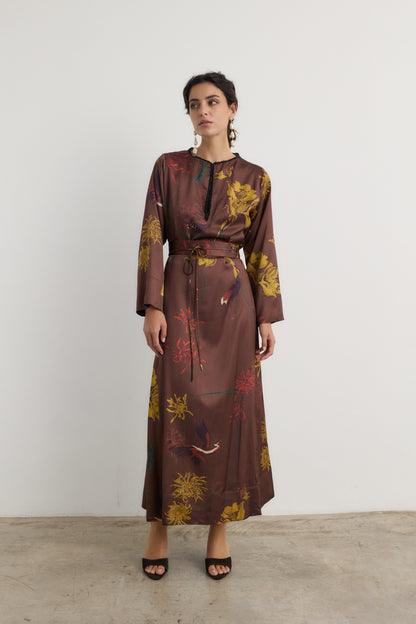 Vestido Frida Flora Marrón - Preorder Dresses Galcon Studio 