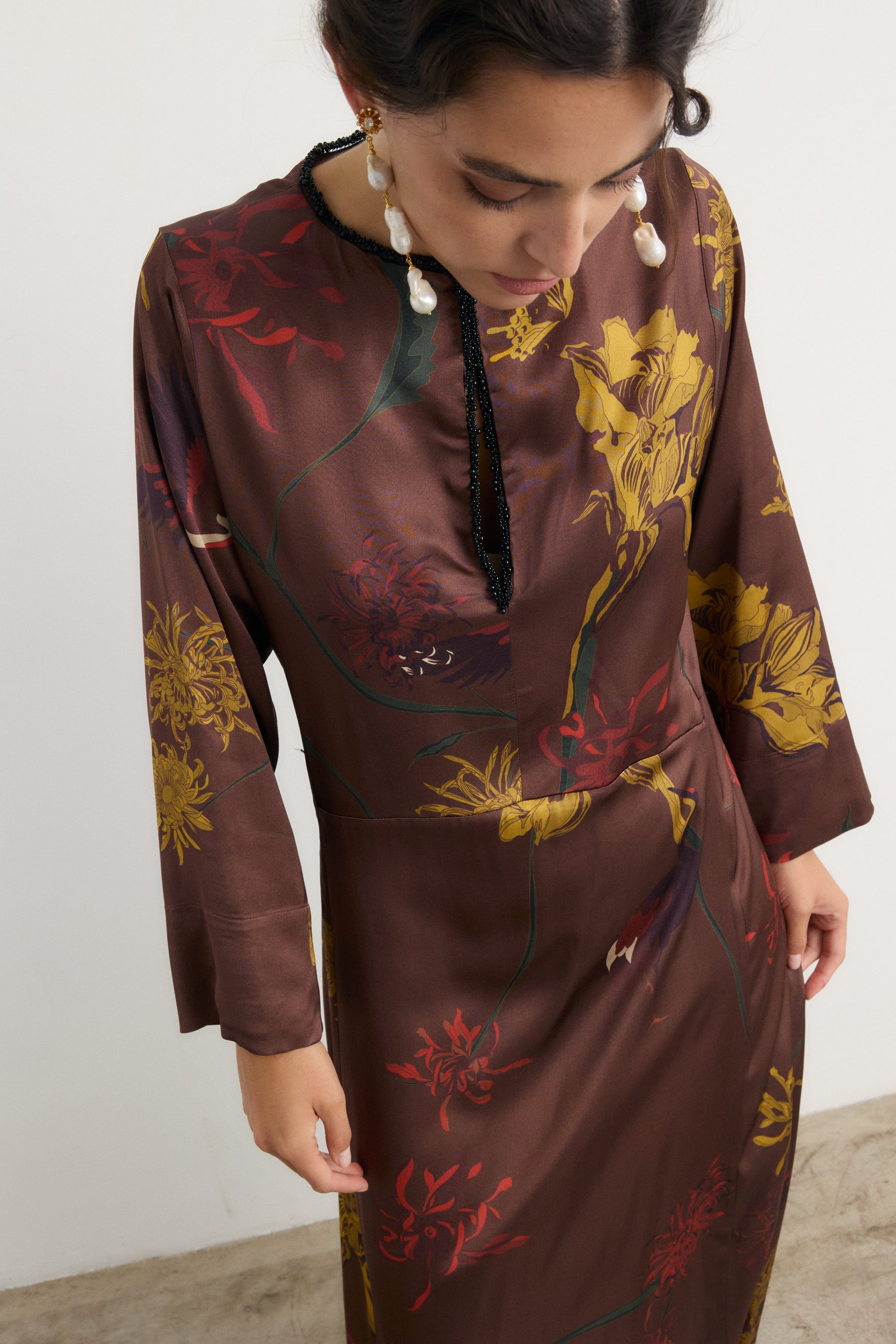 Vestido Frida Flora Marrón - Preorder Dresses Galcon Studio 