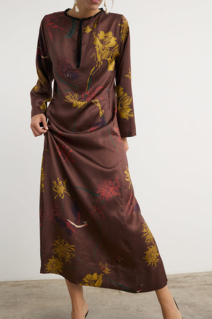 Vestido Frida Flora Marrón - Preorder Dresses Galcon Studio 