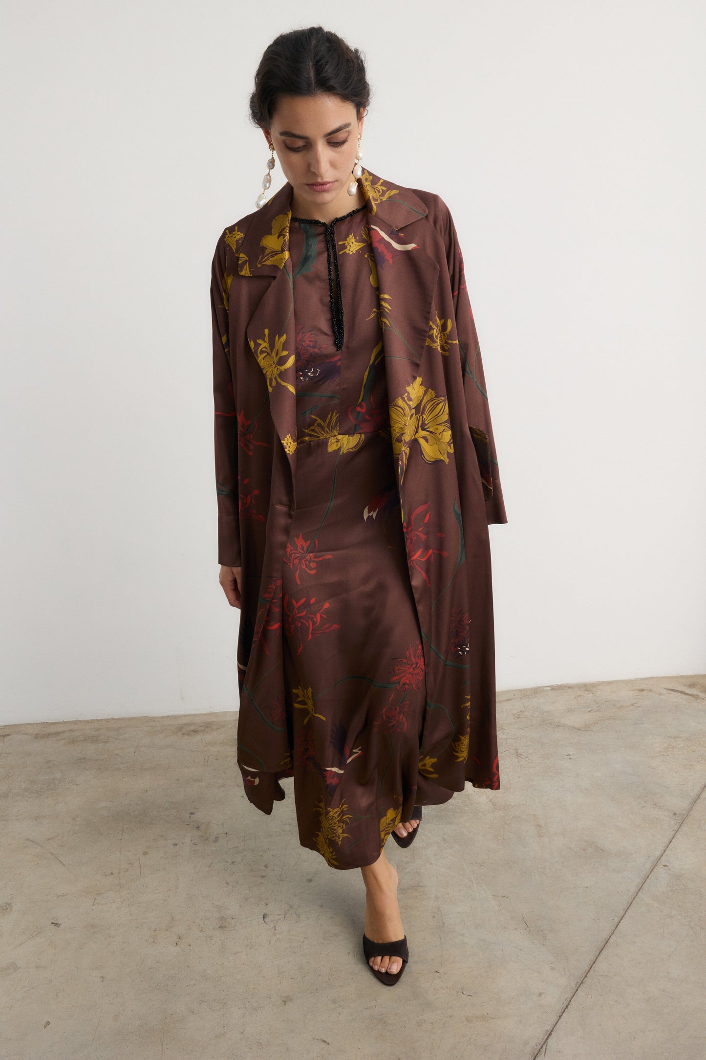 Vestido Frida Flora Marrón - Preorder Dresses Galcon Studio 