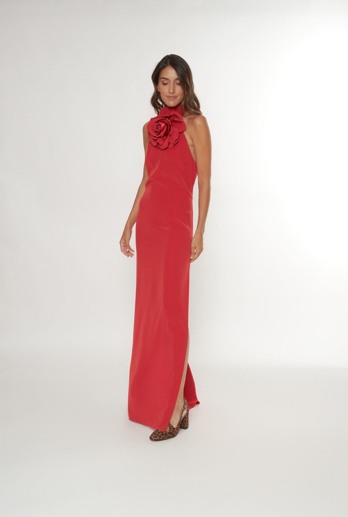 Vestido halter con flor rojo Dresses Malne 