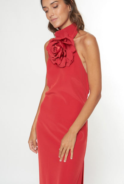 Vestido halter con flor rojo Dresses Malne 