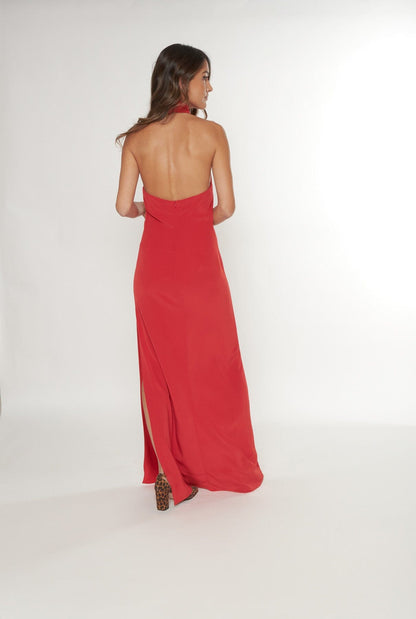 Vestido halter con flor rojo Dresses Malne 