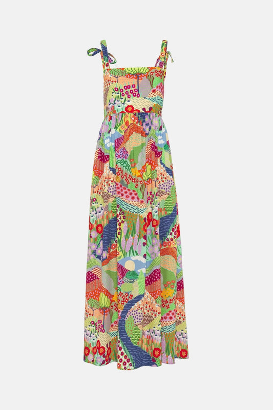 Vestido largo estampado multicolor de algodón Dresses Mirto 