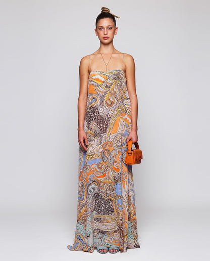 Vestido largo fluido estampado paisley. Dresses Mirto 